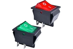 YOUFEN 2 Pcs Boat Rocker Switch AC 20A 125V, 16A 250V DPST 4 Pins 2 Position On Off Red Green LED Light Snap in Toggle Switch for Boat Car Household Appliances