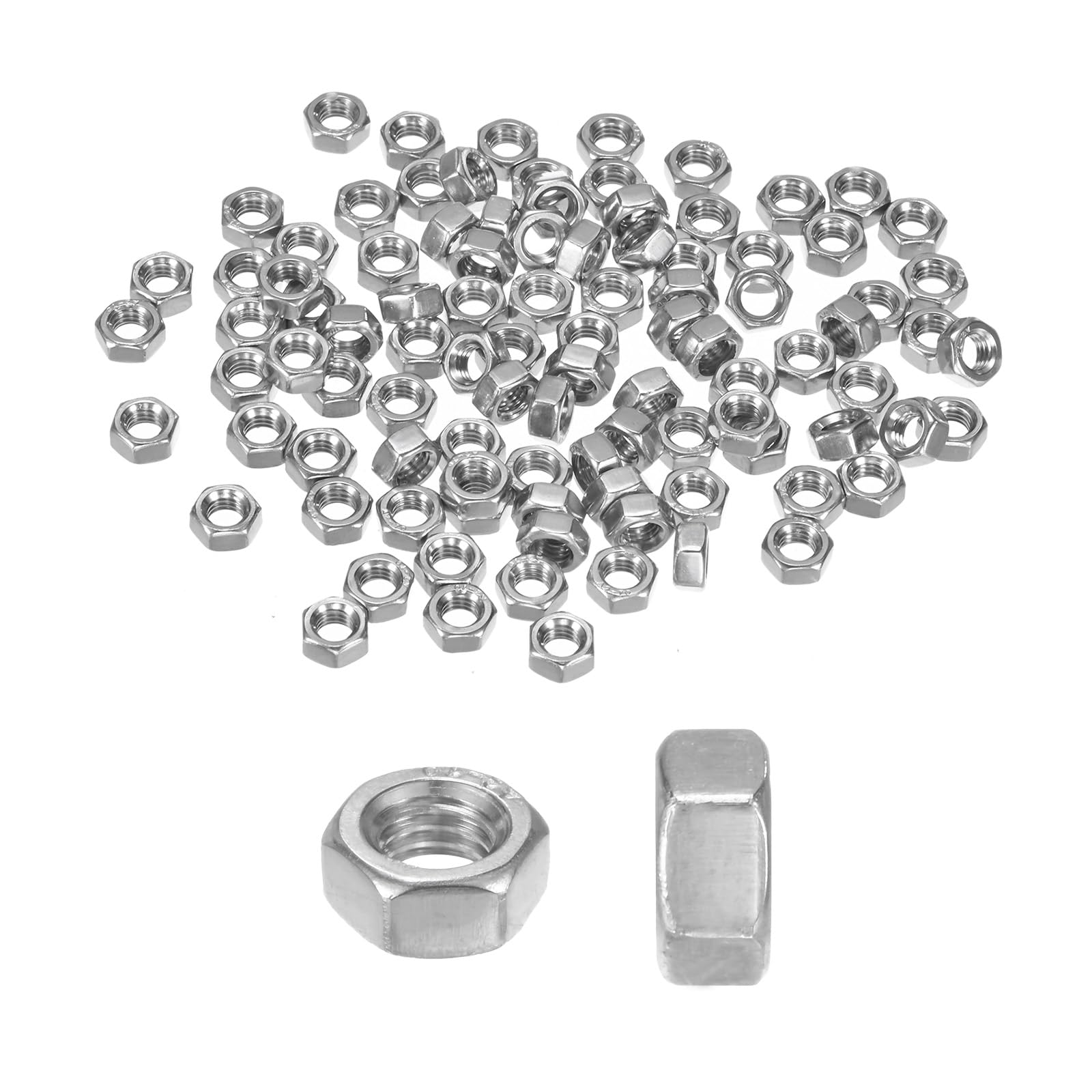 M METERXITY 100-Pack Metric Hex Nuts M5 x 0.8mm Thread Stainless Steel Hexagon Nut Hex Nut Metric Nuts for Machinery/Automotive/Repair/Industrial