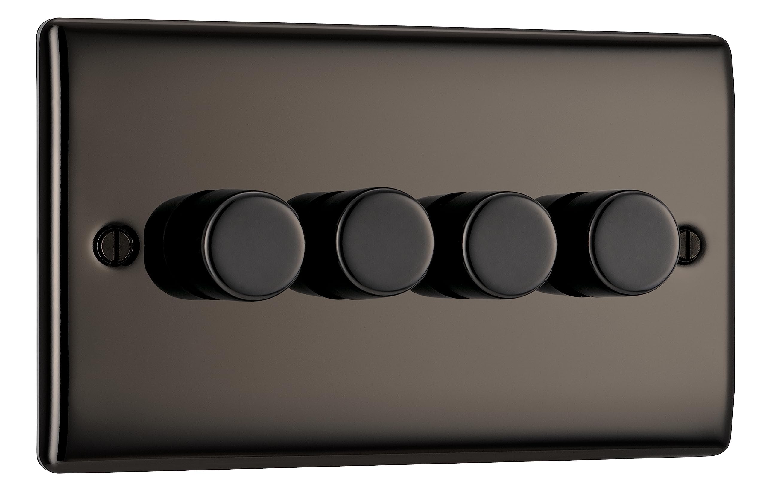 BG Electrical Intelligent Quadruple Wall Dimmer Switch, 2 Way, Raised Profile, Round Edges, Nexus Metal, Black Nickel 200W, NBN84