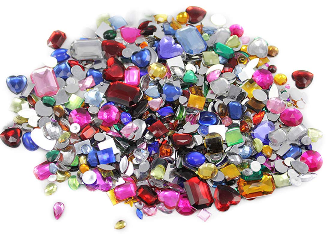 KraftGenius 1 lbs of Bulk Crafting Gems. Assorted Colors, Shapes & Sizes. Over 1000 Pieces