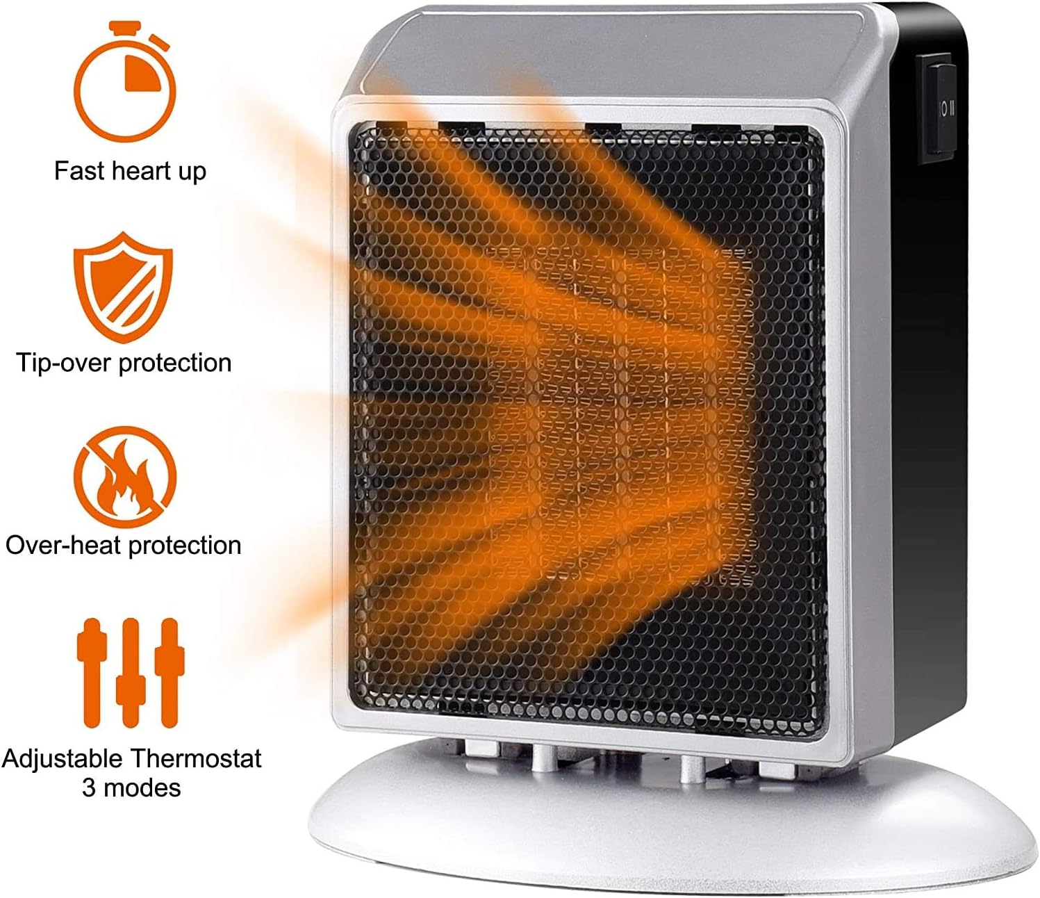 Ceramic Space Heater, Portable-Mini Electric Fan Heater with Adjustable Thermostat, Auto Shut Off Overheat Protection Personal Small Heater for Indoor Bathroom Desktop Table Home Office, 500W