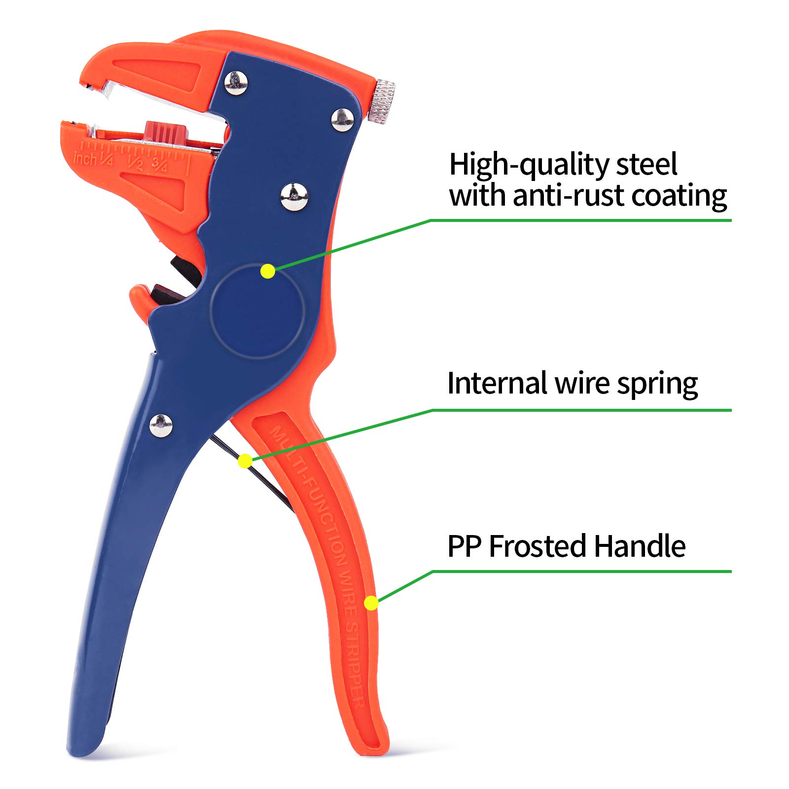 BOENFU Automatic Wire Stripper Self Adjusting Cable Stripper with Cutters, Quick Strip 2 in 1 Cable Stripper tool Eagle Nose Wire Stripper for Electronic, Automotive Repair, Red, 7 Inches
