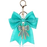 YAIYUQILIU Bow Keychain for Women, Rhinestone Pearl Bow Purse Charm - Cute Crystal Bag Charms for Backpacks Handbags Purses