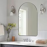 ANDY STAR Arched Mirror, 22" x 35" Brushed Nickle Bathroom Mirror in Stainless Steel Metal Frame, Arch Top Rounded Corner 1" Deep Set Design Wall Mount Hangs Vertical