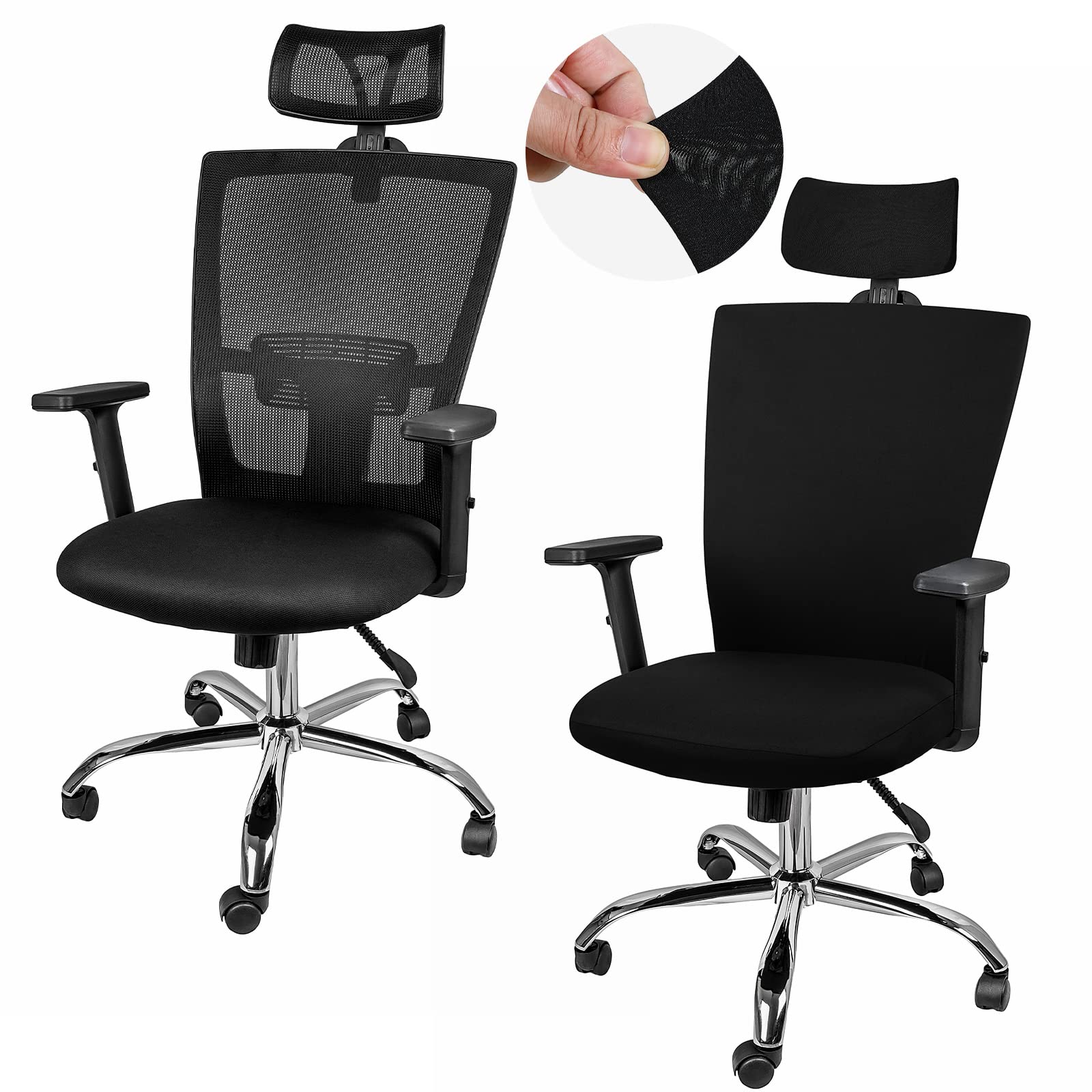 Photo 1 of **FOR ONE CHAIR**Lounsweer 3 Pieces Office Chair Cover Rolling Desk Chair Cover Gaming Covers Stretch Washable Protector Pets Slipcovers for Swivel Armchair Boss(Simple,Black)