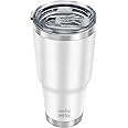WETOWETO 30oz Tumbler, Stainless Steel Vacuum Insulated Water Coffee Tumbler Cup, Double Wall Powder Coated Spill-Proof Travel Mug Thermal Cup for Home Outdoor (White, 1 Pack)