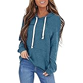 PGANDS Women's Long Sleeve Drawstring Hoodies Sweatshirt Casual Loose Lightweight Pullover Tops with Pocket