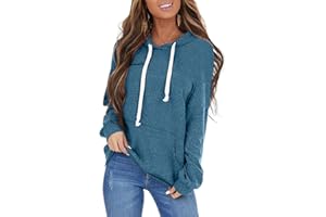 PGANDS Women's Long Sleeve Drawstring Hoodies Sweatshirt Casual Loose Lightweight Pullover Tops with Pocket