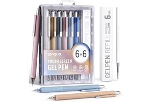 Gel Pens, 0.5mm Quick Dry Black Ink Pens Fine Point Smooth Writing Pens, 2-in-1 Stylus Retractable Gel Pen with Stylus tip, C