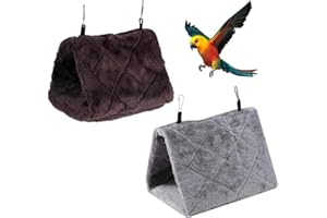 WEZCHUGHAOL 2 PCS Set Bird Nest, Plush Hanging Bird Nest House, Winter Warm Parrot Hammock, Macaw Pet Bed Cage Tent Toys for 