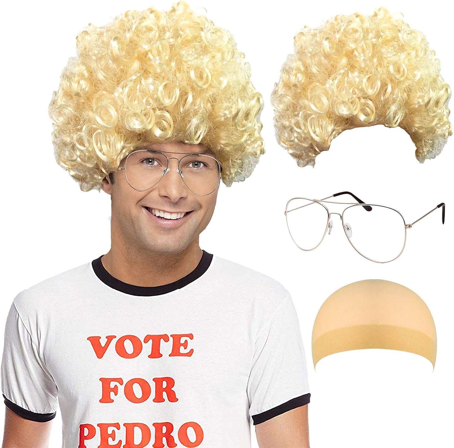 Dynamite Napoleon Costume Sunglasses Dynamite Wig,Napoleon Afro Brown
