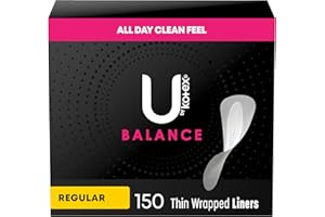 U by Kotex Balance Daily Wrapped Panty Liners for Women (Previously 'Barely There'), Light Absorbency, Regular Length, 150 Co