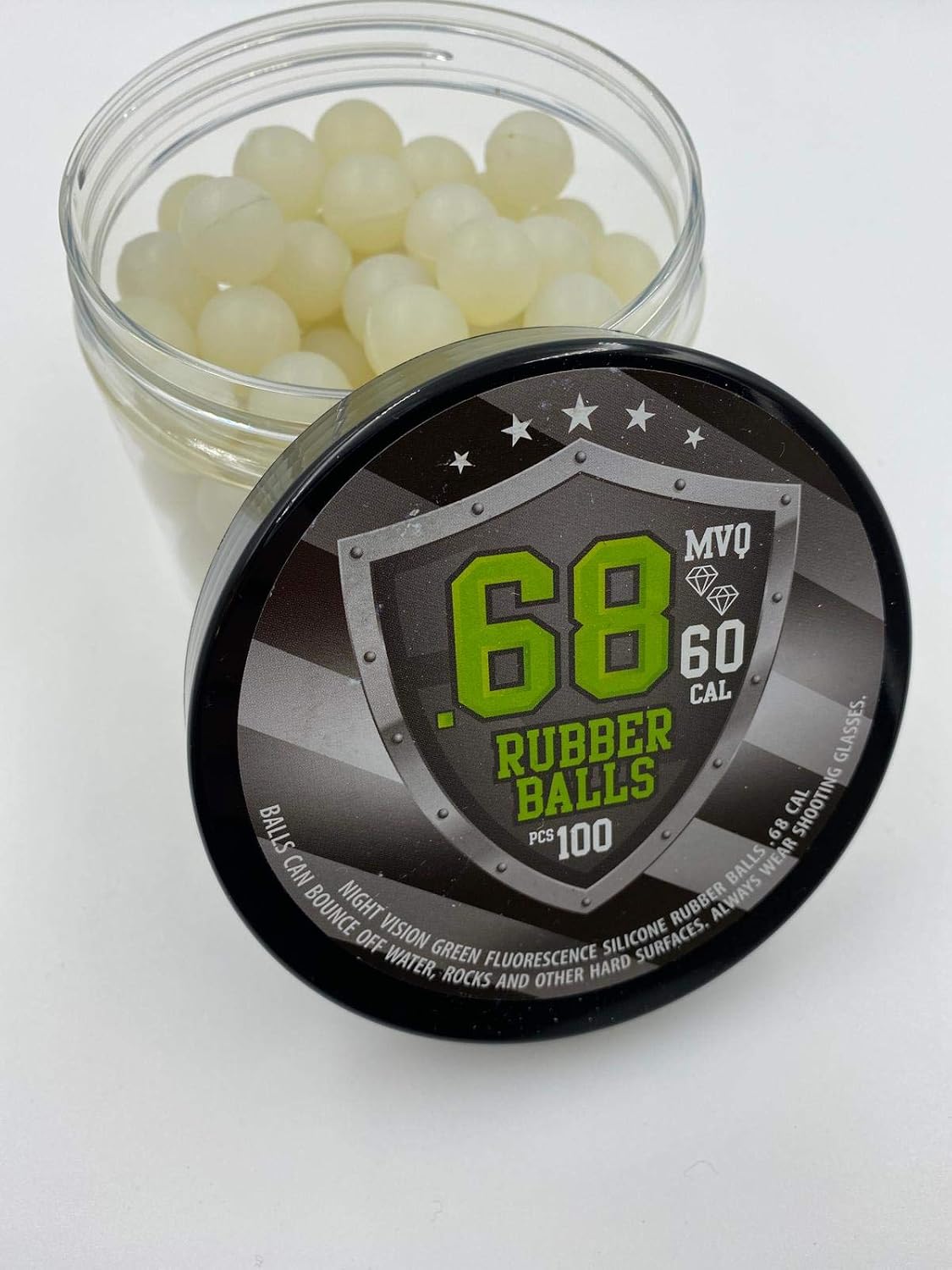 100 Billes Caoutchouc Fluorescentes Bleu - Calibre .50 - Pour Paintball Nuit Et Entraînement - Effet Lumineux