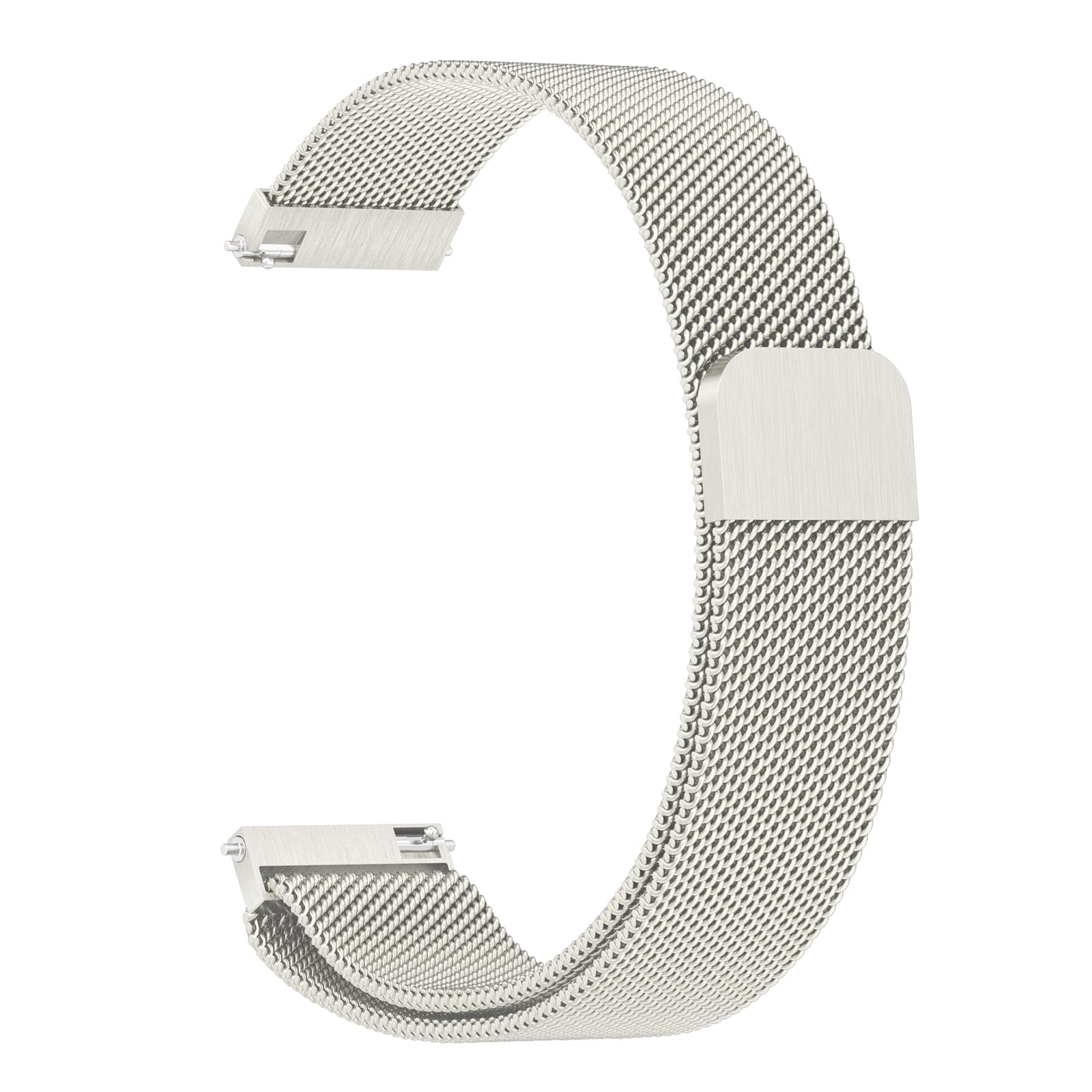 Photo 1 of Mugust Stainless Steel Metal 22mm Watch Band for Men Women, Quick Release Watch Strap Adjustable Metal Mesh Solo Loop Bracelet Replacement Wristband, Starlight