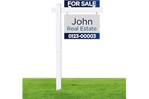 BOLDWORKS Real Estate Sign Posts Real Estate Signs Holder Realtor Sign Post Made of Vinyl PVC Holds for Sale Yard Signs Up To 24 Inch