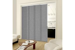 Heefen Adjustable Panel Track Blinds Manual Blackout Vertical Blinds for Sliding Door (Dimout - Light Grey, 133" W x 102" H)