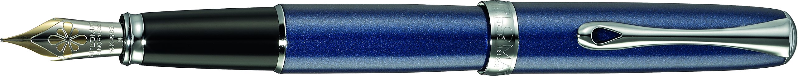 Diplomat Excellence A2 Fountain Pen with 14 ct Medium Nib - Midnight Blue/Chrome