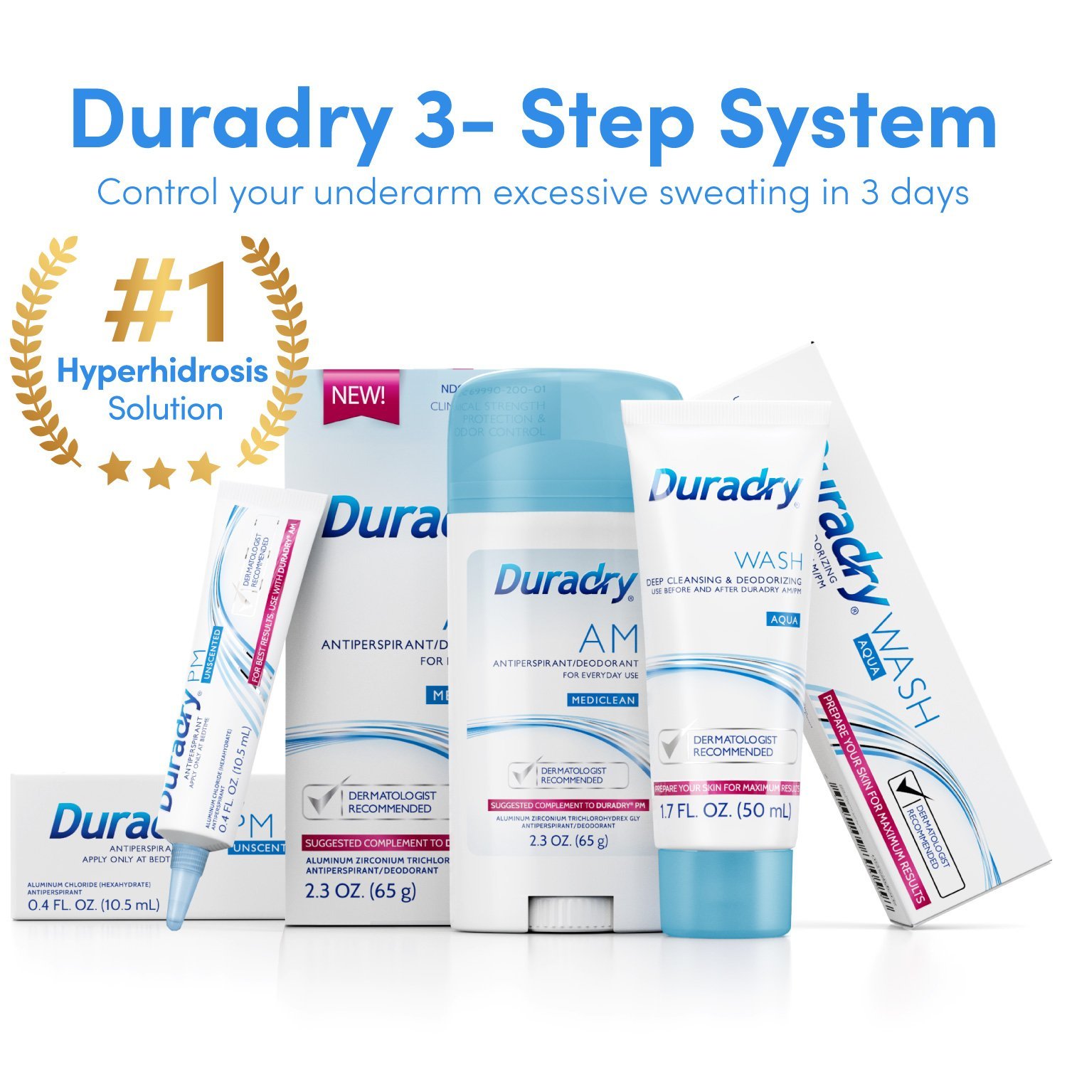 Duradry 3-Step Protection System - Prescription Strength Antiperspirant Deodorants Specially Formulated For Excessive Sweating or Hyperhidrosis. Block Sweat and Odor : Beauty