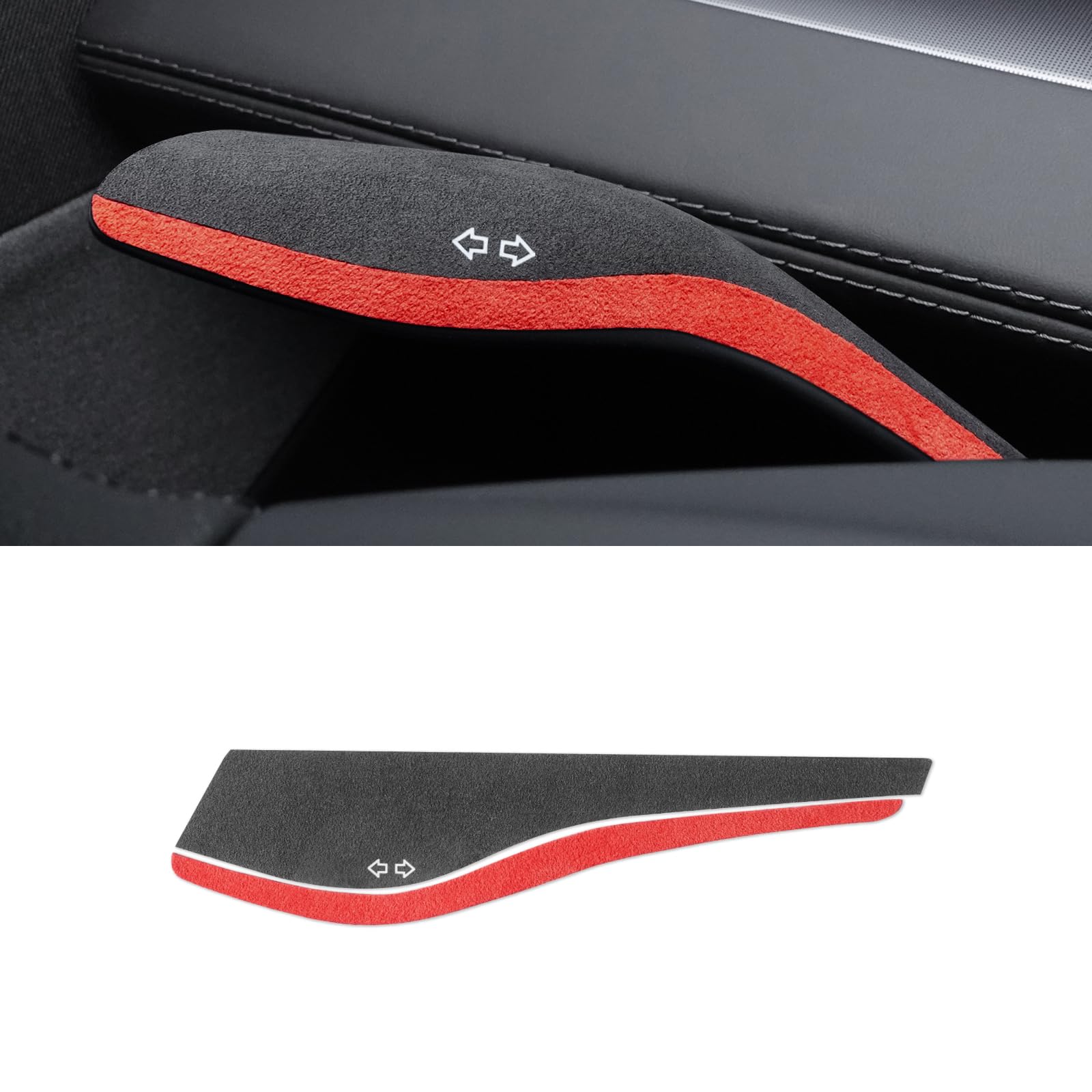 Photo 1 of BETTERHUMZ Turn Signal Gear Shift Collars,Wiper Switch Stalk Cover for Tesla Model 3 Model Y Juniper 2020-2025 Suede Steering Wheel Column Sticker Interior Accessories (Red Black, Style A)