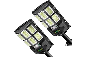 BAISTON Solar Street Lights Outdoor: Dusk to Dawn Solar Parking Lot Lights with 3 Modes Motion Sensor Remote Control, 6000K 180 LEDs Commercial, for Outside, Garage, Patio, Barn
