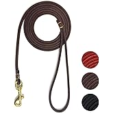 Guiding Star Leather Dog Leash 6 ft x 1/4 inch,Thin and Lightweight Leather Leashes for Small Dogs,Leather Cat Leashes for Small Cats,Soft Genuine Leather Dog Training Leashes for Petite Dogs Brown