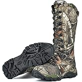 R RUNFUN Men's 16" Snakeproof Hunting Boots Waterproof Side-Zip Mud Boots with Steel Shank, Non-slip Camo Boot for Outdoor Work