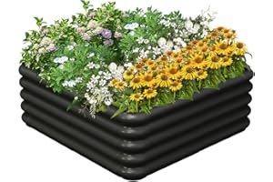 Tigerden Raised Garden Bed Kit for Outdoor, PP Material Planter Boxes 3.0x3.0x1.0ft, Large Garden Box Flower Bed with Easy Assembly, Gardening Containers for Vegetables, Flowers, Herbs, Black