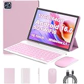 ICONLINK Android 16 Tablet 10 Inch, 12(3+9) GB RAM+64GB ROM, 2 in 1 Tablets with Keyboard Case Mouse Stylus, 2.0GHz Five-core Processor, 1280 * 800 IPS HD Screen, 5G WiFi6 BT 5.3 Tableta PC