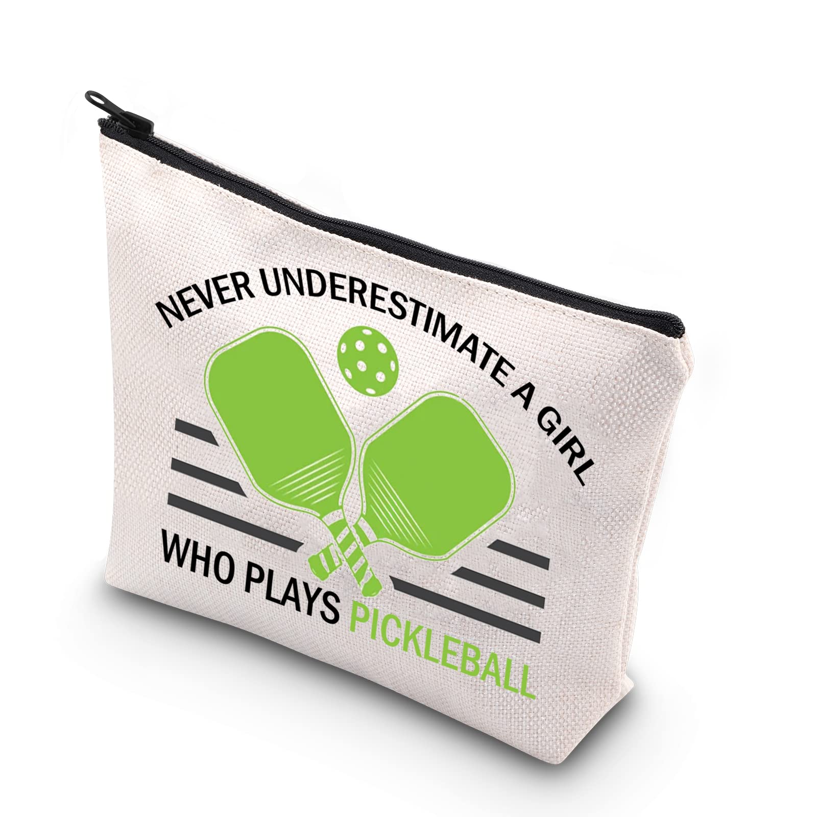 PLITI Pickleball Lover Gift Pickleball Player Gift Never Underestimate a Girl Who Plays Pickleball Makeup Bag (Girl Play Pickleball U)