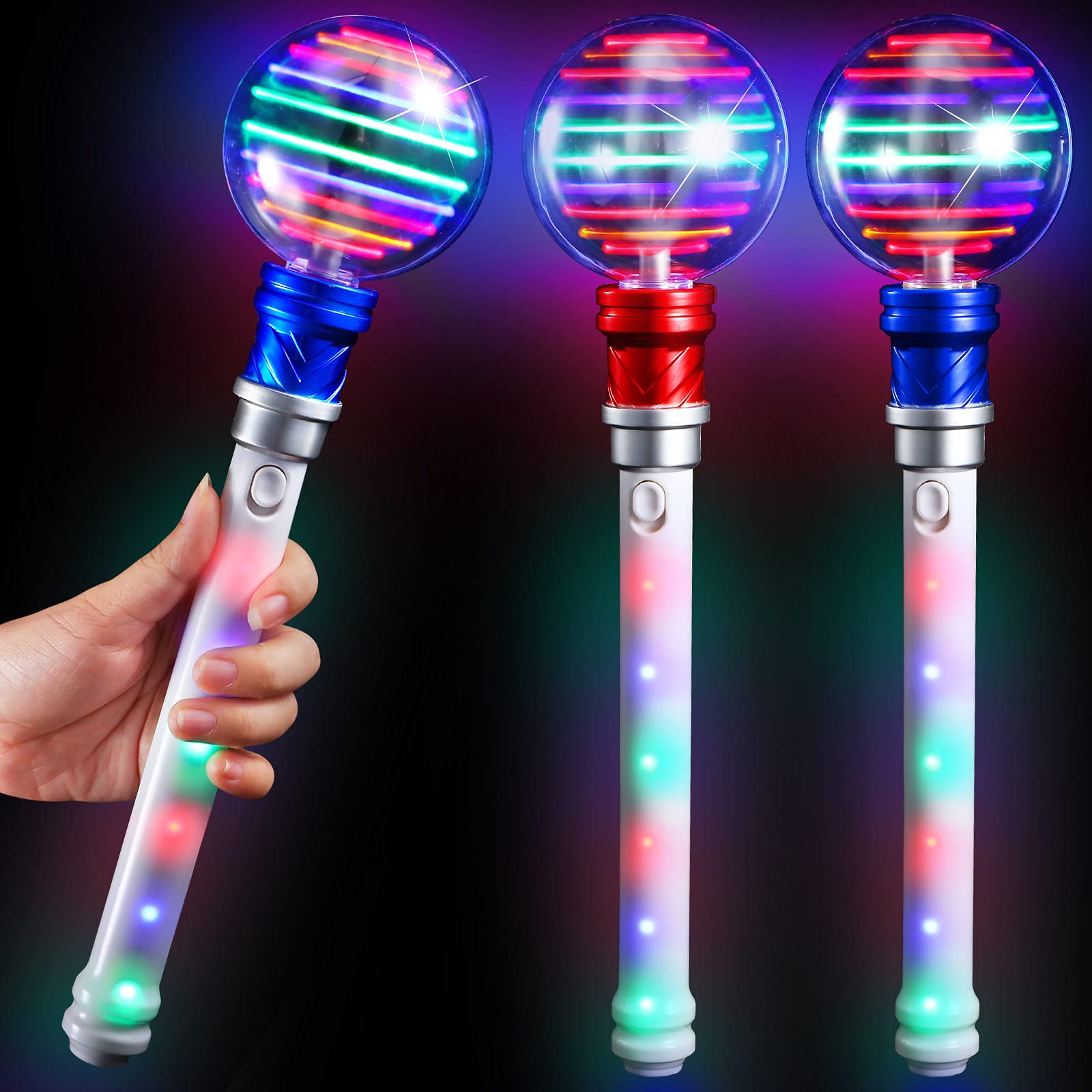 Photo 1 of Zhanmai 2 Pcs 14 Inch Light up Magical Ball Wand Flashing LED Light up Princess Wand Rotating Sensory for Twirling Show Birthday Gift Party Carnival Favor
