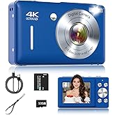 Digital Camera, 44MP FHD 1080P Point and Shoot Digital Camera with 16X Zoom, Small Compact Camera with Face Detect, 32GB SD Card, Anti Shake for Kids Teens Boys Girls (Blue)