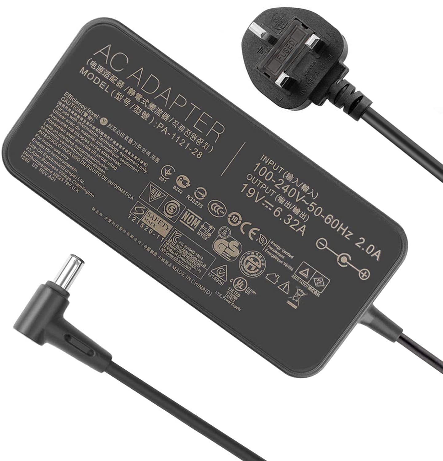 120W 19V 6.32A Charger AC Adapter PA-1121-28 Compatible for ASUS TUF Gaming FX705GM FX705DT FX705GE FX705GD FX505 FX505GD FX505GE FX505GD FX505DY FX705DY FX505GM TUF705GD FX505DD Laptop Power Supply