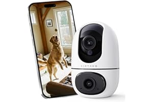 virtavo Pet Camera for Dogs & Cats, Indoor Security Camera with 360° PTZ, Smart Motion Tracking, 2‑Way Audio, Night Vision, D