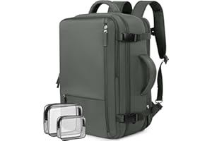 Rinlist Travel Laptop Backpack Carry On Backpack for Men Women Flight Approved College School Computer Bag for Business Hiking Personal Item Backpack Fits 17.3 Inch Notebook Olive-green