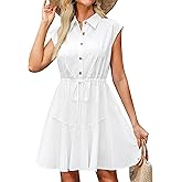 Bsubseach Women Summer Dresses 2025 Sleeveless Linen Mini Short Dress Button Down Shirt Sundress Cotton Casual Dress