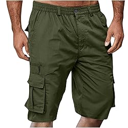 Generic Mens Cargo Shorts Elastic Waist Bermuda