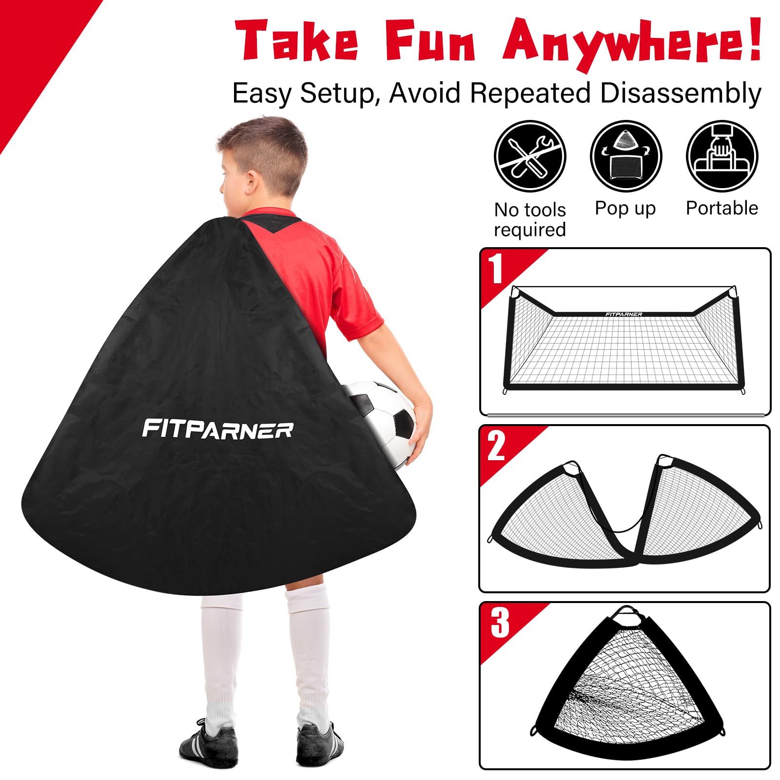 Kids Soccer Goal for Backyard Set,2 Pack of 4x3/6x4 ft Portable Pop Up Soccer Nets,Complete Youth Training Equipment with Target,Ball & Cones for Kids 3-14 Goal Practice,Outdoor Sports Game