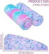 WUBAYI 2 Pack Microfiber Hair Towels Quick Dry Ultra Absorbent Mermaid Print view 3