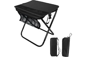 Yoyotager Ultralight Folding Camping Stool – 900D Oxford & 7075 Aluminum, Portable & Compact with Side Pocket & Bag, for Adul