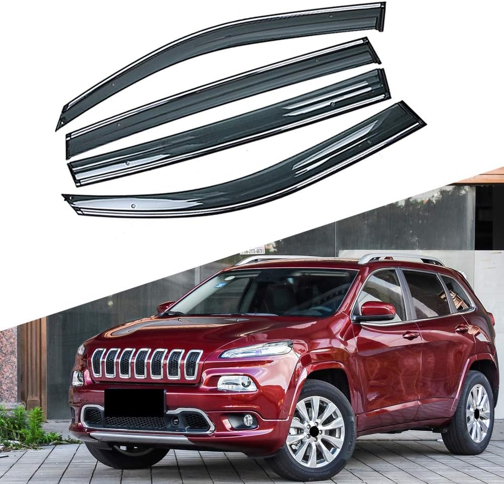 MATBC Car Window Sun Rain Shade Visors Shield Shelter Protector Cover Trim Frame Sticker Accessories,For Jeep Cherokee Kl 2013 2019