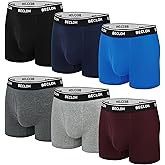 BECLOH Men's Cotton Boxer Briefs 6 Pack Stretchy Soft Fitted Cotton Mens Trunks Underwear Multipack Breathable