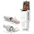 AMPCOM Cat6A Tool Free RJ45 Connector UTP Field Termination Modular Plug for 23-26 AWG Unshielded Ethernet Cable (White, 12 Pack)