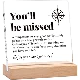 Farewell Gifts for Coworkers- You Will Be Missed Compass Plaque- 4x4x0.2'' | Goodbye Going Away Gifts for Coworkers Women, Men, Boss, Intern, or Employee