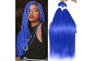 Leeven Blue Pre Stretched Braiding Hair 26 Inch 2 Pack Braiding Hair Blue Braiding Hair Extensions For Braiding Crochet Hair (Azure Blue#)