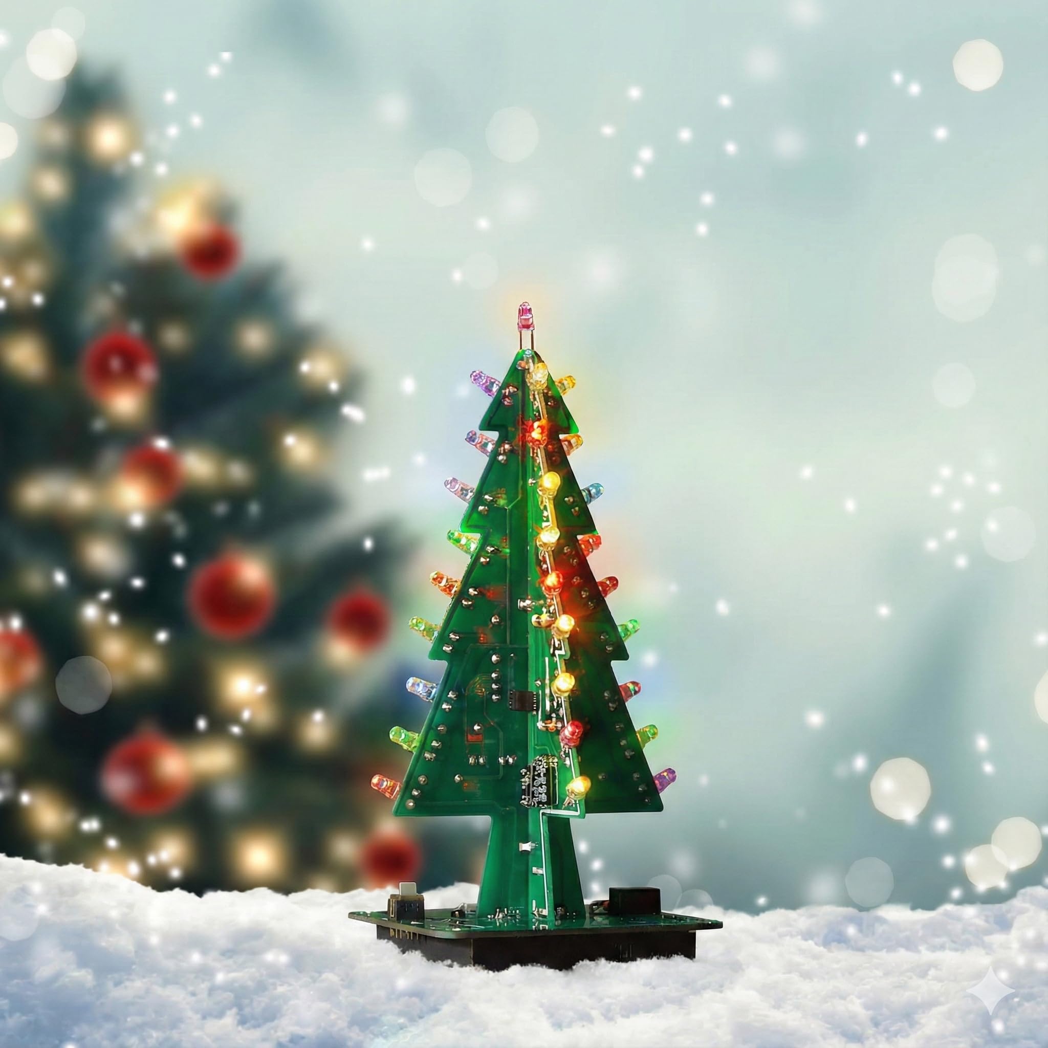 AZDelivery DIY 3D Christmas Tree Electronic Soldering Assemble Kit 7 Colour Flash Circuit LED Including E-Book! (Pack of 5)