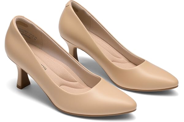 DREAM PAIRS Women's Pointed Toe Dress Shoes Pumps | 2.71-inch Kitten Heel,Comfortable Arch Support,Non-Slip,Slip on,for Work