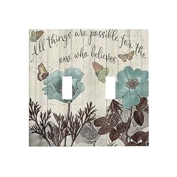 Teal Tulip Rustic Floral Wood Flower Double Toggle