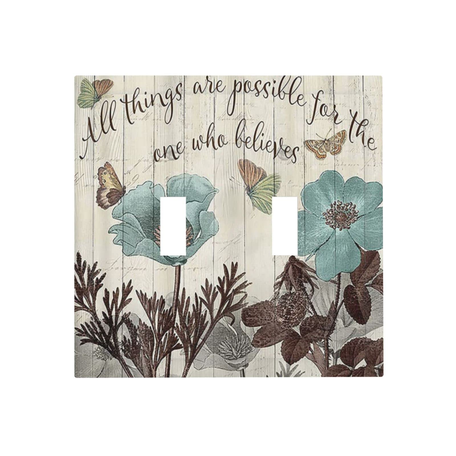 Teal Tulip Rustic Floral Wood Flower Double Toggle