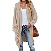 MEROKEETY Women's 2026 Fall Waffle Knit Batwing Long Sleeve Cardigan Loose Open Front Sweater Coat