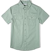 Tronjori Boys Short Sleeve Button Down Casual Woven Shirt Two Pockets